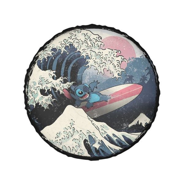 Le grand extraterrestre au large de la couverture du pneu de secours de Kanagawa pour Toyota Land Cruiser Prado Jeep RV Camper Car Wheel Covers 14 