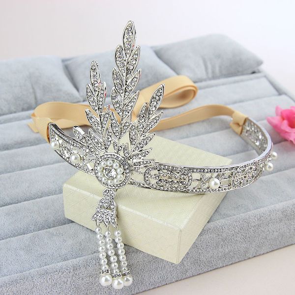 Le Grand Gatsby Accessoires De Cheveux De Mariée Cristal Perle Glands Bandeaux De Cheveux Bijoux De Cheveux De Mariage Mariées Bandeau Diadèmes Couronnes