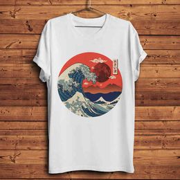 De Grote Golf van Kanagawa in Maan Vintage Ukiyoe T-shirt Homme Korte Mouw Mannen Witte Casual Tshirt Unisex Streetwear Tee G1222