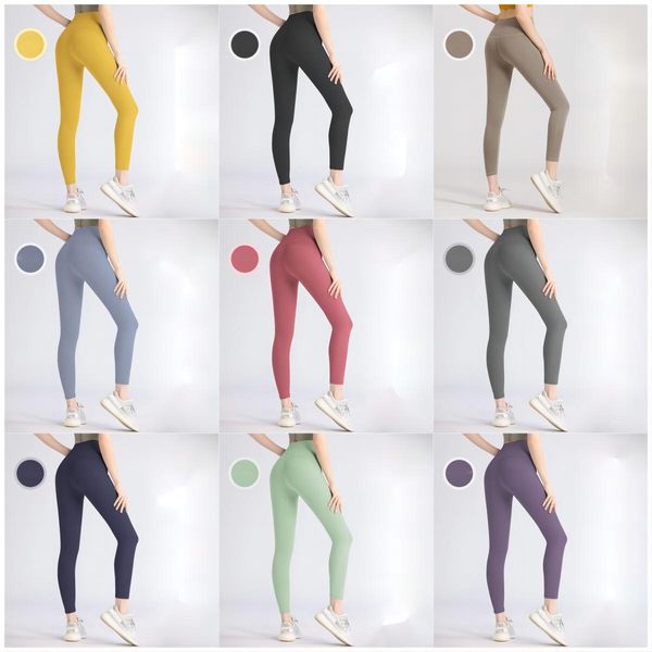 Pantalons de yoga de la plus haute qualité pour les pantalons de yoga nus mats double face pour femmes et les pantalons d'exercice et de fitness taille haute rouge pêche pour femmes