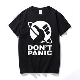 The Hitchhikers Guide to the Galaxy Men Men T Shirt Dont Panic Print Men Cotton Basic T -Shirt Printing Crew Collar Plus Maat 220704