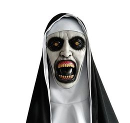 The Horror Scary Nun Latex Mask Headscarf Valak Cosplay voor Halloween -kostuumgezicht Masques met kopstuk RRB15883