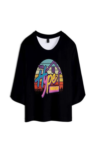 The Hype House Impression 3D Haut court à manches courtes T-shirt court Femmes Adolescents T-shirts Hauts d'été Harajuku T-shirts à col rond Girls3102866