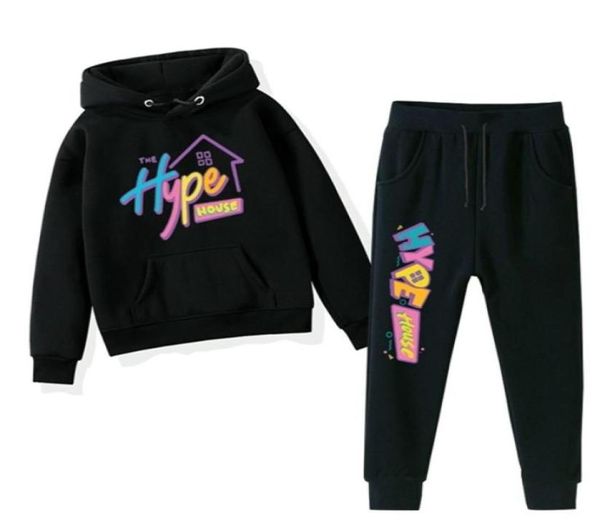 The Hype House Ropa para niños Ropa cálida para niñas Sudaderas con capucha de invierno Pantalones 2 piezas Conjuntos Adolescentes Niños Traje regular Moda para bebés personalizada X097602473514