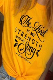 Est ma force et la chanson chrétienne t-shirt femme mode vintage drôle jesus tees foi slogan art tops drop 2283366