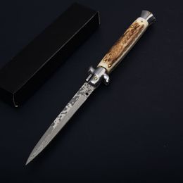 El cuchillo plegable horizontal ACK italiano de 9/11 pulgadas, cuchillos de bolsillo tácticos de Damasco clásico, herramientas EDC