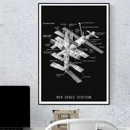The Jet Enging Hubble Space Telescope Spacecraft Blueprints Affiche Canvas Painting Wall Art Picture For Room Home Office Decor
