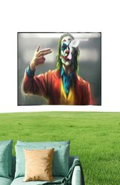 The Joker Smoking Poster y impresión Graffiti Art Pinte creativa Pintura al óleo sobre la imagen de arte de pared de lienzo para decoración de la sala de estar5454351