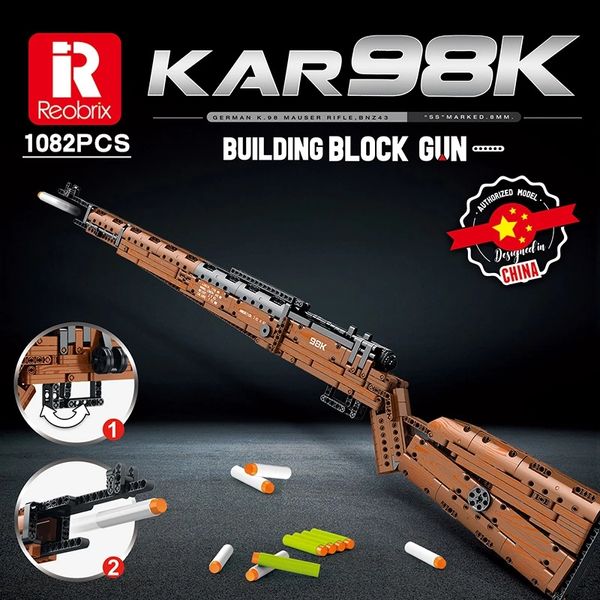 El Kar 98k Rifle de francotirador Pistolas Bloques de construcción Armas de fuego militares Serie MOC Arma Modelo Niños Niños Pistola Niños Juego de disparos Juguetes educativos Regalos de Navidad