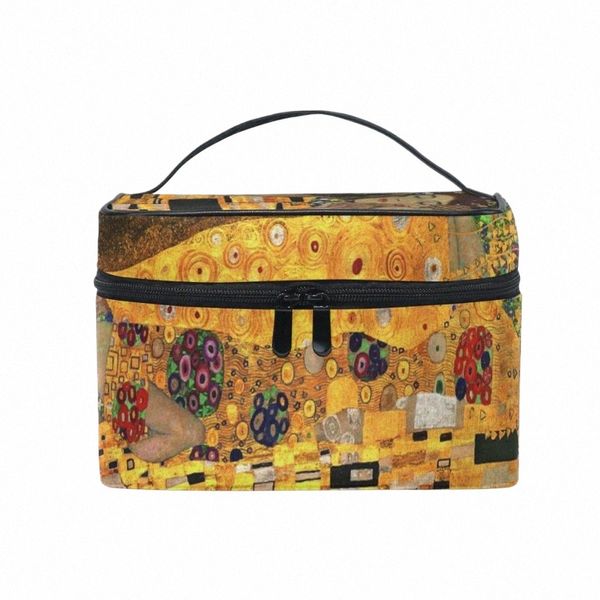 The Kiss by Gustav Klimt Women Cosmetic Sac Organisateur de voyage MAQUE UP BOX TOIGHNE Kit W Toilet Sac Grand Schec imperméable F8ZG #