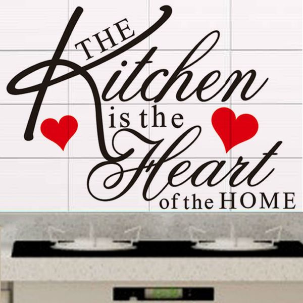 La cocina es el corazón de la etiqueta de la pared de la cita del hogar zooyoo8191 adhesivo decorativo de pared adhesivo de vinilo removible para la pared 210420