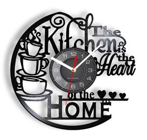 The Kitchen the Heart of the Home Inspired Record Clock Modern Design Wall Watch Kitchen Decor Noiseless Timepieces 2201042634395