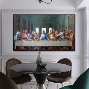 Pintura en lienzo famosa de la última cena, decoración de pared nórdica para habitación, imagen artística para sala de estar, decoración del hogar sin marco