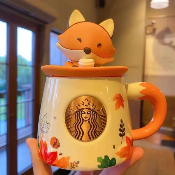 La dernière tasse en céramique Starbucks de 10,2 oz, tasse à café Starbucks en renard feuille d'érable avec couvercle, prend en charge le logo personnalisé