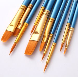 Le dernier ensemble de 10 pinceaux aquarelle à tige bleue en peinture à la perle brosse en laine de nylon de nombreux styles au choix prend en charge le logo personnalisé