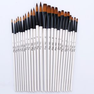 De nieuwste 12-delige shell schilderij witte staaf aquarel pen set tweekleurige nylon haarpuntborstel vele stijlen om uit te kiezen ondersteunen aangepast logo