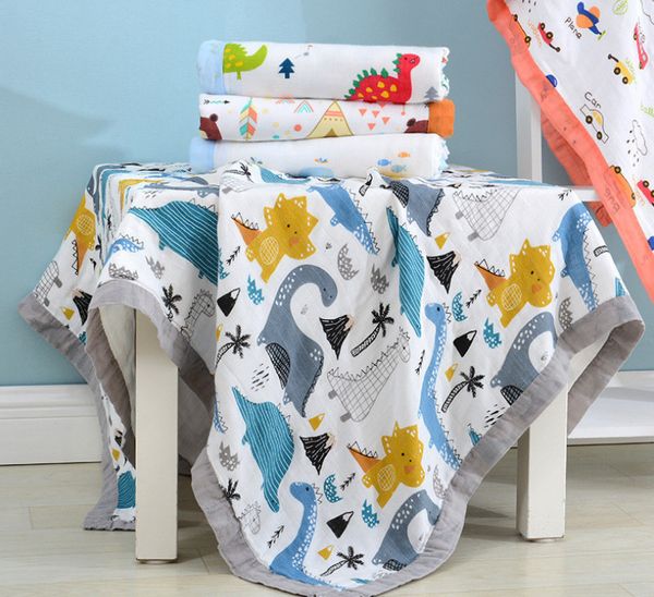 La dernière couverture pour bébé de taille 120 x 110 cm, serviette de bain en fibre de bambou et gaze de coton, large bordure pour enfants, support logo personnalisé