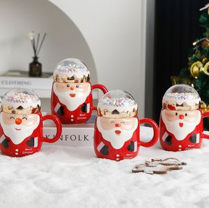 La dernière tasse de café en céramique de secours créatif de 13,5 ox de Noël avec cuillères à couvercle, de nombreux choix de styles, support la personnalisation de tout logo