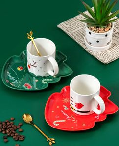 La dernière tasse en céramique de Noël de 15,2 oz, un ensemble de cuillères à café, une variété de styles au choix, prenant en charge le logo personnalisé