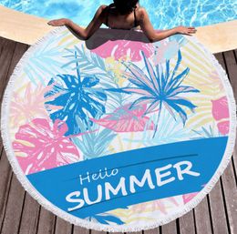 De laatste 150 cm rond gedrukte strandhanddoek, zomer tropische stijl, microfiber, kwastjes, zachte aanraking, ondersteuning voor aangepast logo