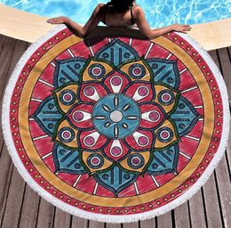De laatste 150 cm rond gedrukte strandhanddoek, geometrische mandala-stijl, microfiberwielen, soft touch, ondersteuning aangepaste logo