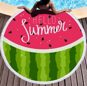 De laatste 150 cm ronde bedrukte strandhanddoek, zomer verfrissende watermeloenstijl, microfiber, kwastje voelt zacht, ondersteuning aangepast logo