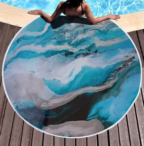 De nieuwste 150 cm ronde gedrukte strandhanddoek, zeestijl, microfiber, zachte kwastjes, ondersteuning aangepast logo