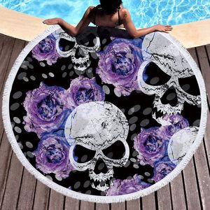 La dernière serviette de plage ronde de taille de 150 cm, il y a 10 000 styles à choisir, des serviettes de style Skull Hell imprimées