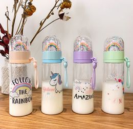 De laatste 16.3oz baby kinderen plastic melk koffiemok, schattige eenhoorn sterlandschap, verschillende stijlen van watercups, ondersteuning aangepast logo