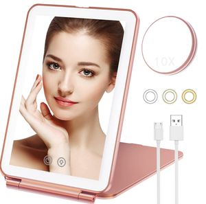 De nieuwste 19.2x13cm verlichte ijdelheid spiegel LED vouwmake -up make -up spiegel oplaadbaar veel kleuropties ondersteuning voor aangepast logo