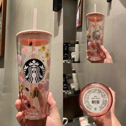 De nieuwste 20oz Starbucks Double Glass Mok, Cherry Straw Starbucks Coffee Cup en Support Aangepast Logo