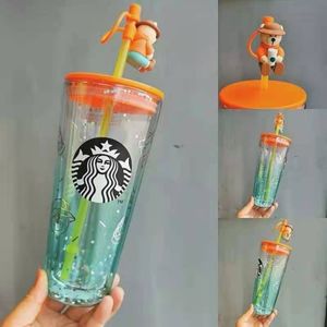 De nieuwste 20oz Starbucks Glass Mok, Bear Gradient, verschillende stijlen van Starbucks Straw Coffee Cup, Support Customized Logo