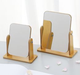 El último espejo de pie de madera de 23,5X22,5 CM, espejo de maquillaje, escritorio giratorio, muchos colores para elegir, compatible con logotipos personalizados