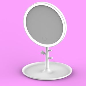 El último espejo de tocador iluminado de 28,3X18,6 CM, espejo de maquillaje redondo con relleno led, muchos colores para elegir, compatible con logotipo personalizado