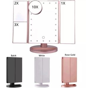 Le dernier miroir de courtoisie éclairé 28X18CM miroir de maquillage LED trois côtés 10 fois reflète de nombreux choix de couleurs prenant en charge le logo personnalisé