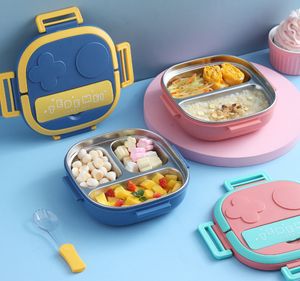 Les derniers 304 pots alimentaires portables en acier inoxydable boîte à lunch assiette enfants de nombreuses couleurs au choix supportent un logo personnalisé