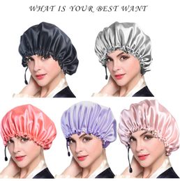 Le dernier bonnet de douche réglable à double couche de 34 cm pour les femmes prend en charge de nombreuses options de couleur pour le logo personnalisé.