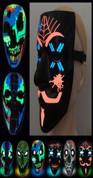 La última máscara luminosa LED 3D Halloween Dress Up Props Dance Party Foly Light Strip Masks admite personalización5358602