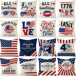 De nieuwste 45x45cm kussensloop, Amerikaanse onafhankelijkheidsdag rode en blauwe letter patroon stijl selectie, huishoudelijke artikelen, ondersteuning aangepast logo