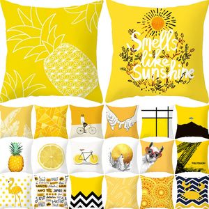 De laatste 45x45cm kussensloop, gele ananas patroon stijl selectie, textuur huishoudelijke artikelen, ondersteuning aangepaste logo