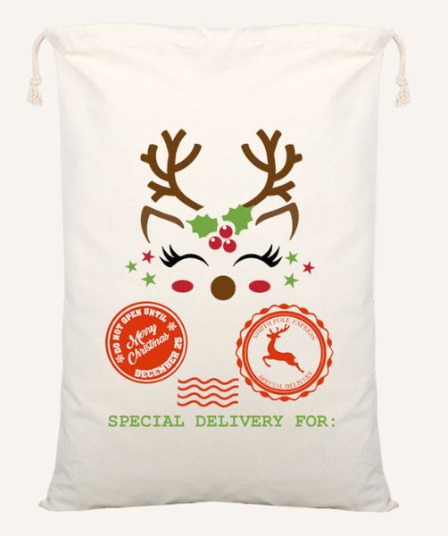 Le dernier 50x70cm Nouveaux sacs-cadeaux de Noël de style 22 style Sac de Noël de coton de Noël