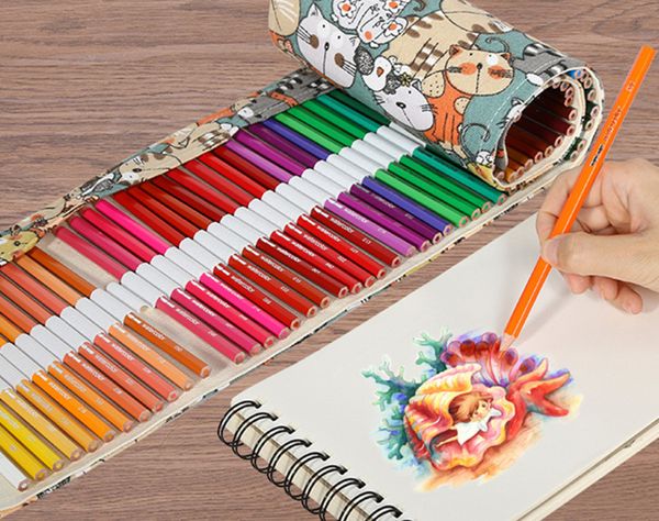 El último color soluble en agua de 72 colores Pintura lápiz rollo pluma bolsa pintura dibujo relleno garabato pluma muchos estilos para elegir soporte logotipo personalizado