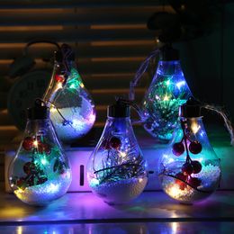 De nieuwste 7x11cm kerst -led decoratie transparante kerstbal kerstboom hanger cadeau holle bal gratis verzending