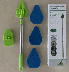 Les derniers accessoires brosse triangulaire rétractable à long manche brosse de sol brosse en céramique brosse de nettoyage support de brosse éponge pour logo personnalisé