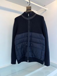 Новейшая осенне-зимняя мужская куртка модная пуховая лоскутная конструкция красивая вязаная куртка высокого качества люксовый бренд топ дизайнерская куртка