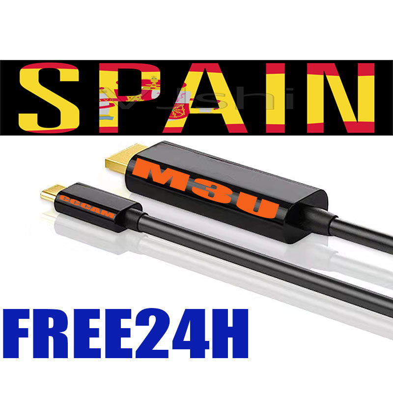 The latest black M3U smart TV data cable is delivered 24 hours in Spain for free trial.