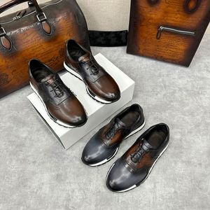 La dernière marque de chaussures de course de sport décontractées pour hommes Sneakers en cuir à motifs Scritto Venezia Leather