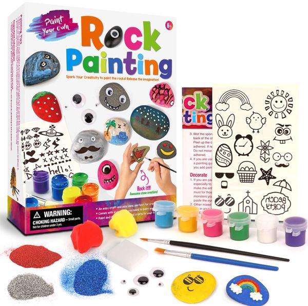 Les derniers jouets pour enfants ensemble de peinture sur pierre filles graffiti bricolage à la main créatif peinture de nombreux styles au choix support logo personnalisé