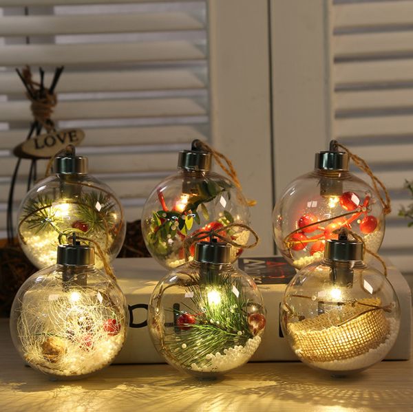 Le dernier Noël LED lumineux transparent boule de Noël dessin animé créatif arbre de Noël pendentif décoration ornements livraison gratuite