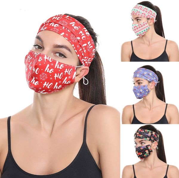 Le dernier masque de fête de Noël 1 = (masques et bandeau) fleurs imprimées en 3D, une variété de styles à choisir parmi un tissu à boutons élastiques